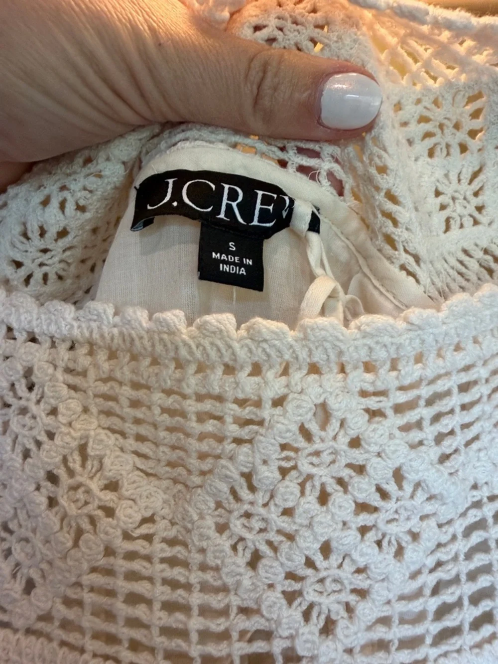J. Crew White Crochet Yoke Cotton dress or coverup